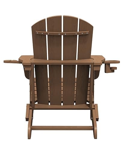 SERWALL Adirondack Chair with Cup Holders - Composite Adirondack Chairs Set of 2 HDPE Outdoor Chairs All Weather Use- Brown 13