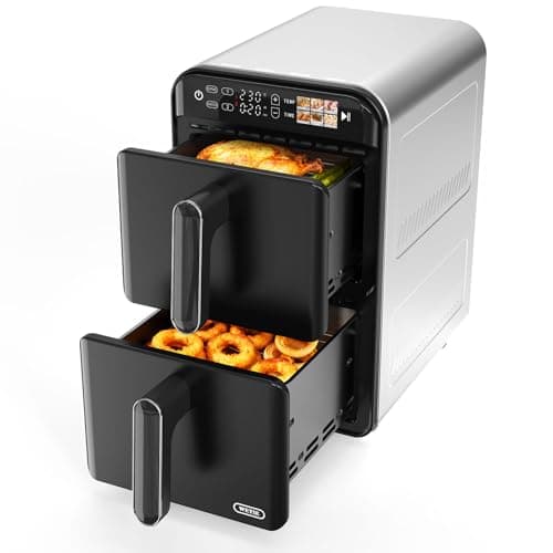 11.6QT Dual Basket Air Fryer Oven, Vertical 2-Basket Design, 6-in-1 Presets Function with Digital Touchscreen, Sync & Match, Easy to Clean, Dishwasher Safe, Family Meals