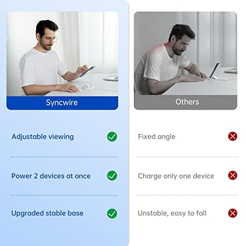 Syncwire Wireless Charging Stand - 2 in 1 Free Rotation Magnetic Charger Station for MagSafe Compatible with iPhone 16, 15, 14, 13, 12 Pro Max, Pro, Mini, Plus, AirPods 6