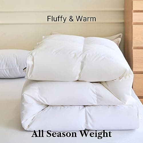 Royal Elite Feather Down Comforter Queen Size-Made in Canada-Oeko Tex 240TC Cotton Shell-Canadian Feather&Down Duvet Insert All Season-Hotel Down Duvet Insert-Cotton Duvet with Loops 7