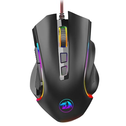 Redragon M602 Gaming Mouse, Ergonomic RGB Gaming Mouse Wired with 7200 Adjustable DPI, 9 Programmable Buttons, Professional Software for Gamer Office [Black]