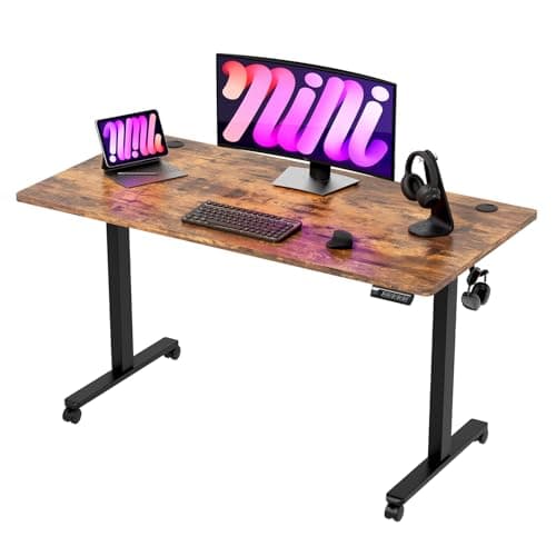 Monomi Electric Height Adjustable Standing Desk, 48x24 Inches Ergonomic Home Office Sit/Stand Up Desk(Vintage Brown)