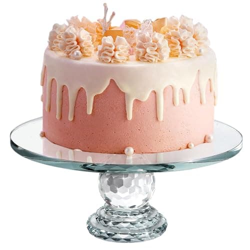 Uten Crystal Glass Cake Stand, 11'' Cake Display Stand, Crystal Glass Fruit Plate, Clear Crystal Cake Stand, Display Desserts Holder for Wedding Cakes Serving Platters