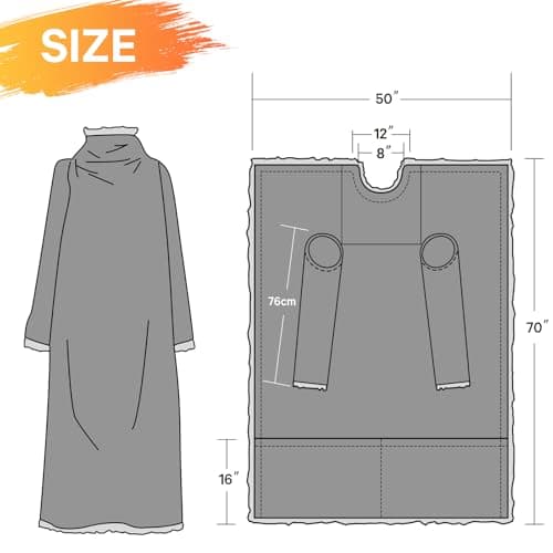 greenoak Wearable Heated Blanket Electric Snuggle - Heated Blanket with Foot Pocket and Sleeves for Adult, Winter for Mom Women 5-Position Timer 10-Heating Levels,50 * 70",Purple 7