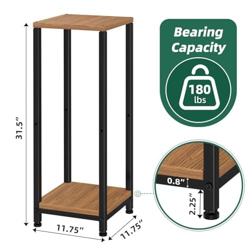 Simple Trending Plant Stand Indoor Corner Tall 2 Tier Metal Modern Flower Plant Shelf Holder, Heavy Duty Wood Storage Stand 2 Tier Black 6