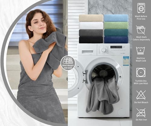 Extra Large Bath Towel Set of 4 (35"x70"),Oversized Bath Sheet Super Soft Highly Absorbent Jumbo Bathroom Towel Set Microfibers Quick Dry Shower Towel for Hotel,Bathroom,Guest,Spa,Gym (Dark Gray) 5