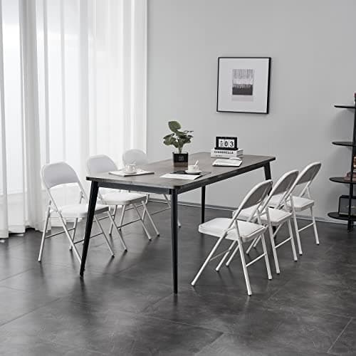 Karl home 6 Pack White Folding Chairs with Padded Seats for Outdoor & Indoor, Portable Stackable Commercial Seat with Steel Frame for Events Office Wedding Party, 330lbs Capacity 6