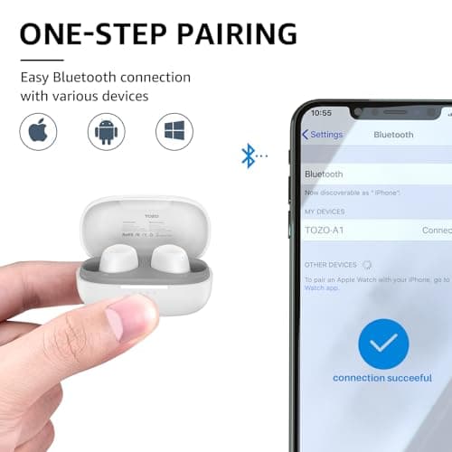 TOZO A1 Wireless Earbuds Bluetooth 5.3 Light-Weight in Ear IPX5 Waterproof Headphones 2 Mic for AI Calls, Immersive Premium Sound Bass Headset with Charging Case, 32 Presets EQ Customization via App 6