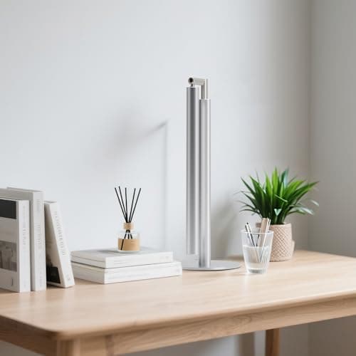 ALFELE Metal Desk Lamp for Home Office - 16'' Foldable LED Desk Light for Reading, 4 Color Temps, 15W 1200Lm Dimmable Table Lamp with Flexible Arm, Task Lamp for College Dorm Study Painting, Silver 9