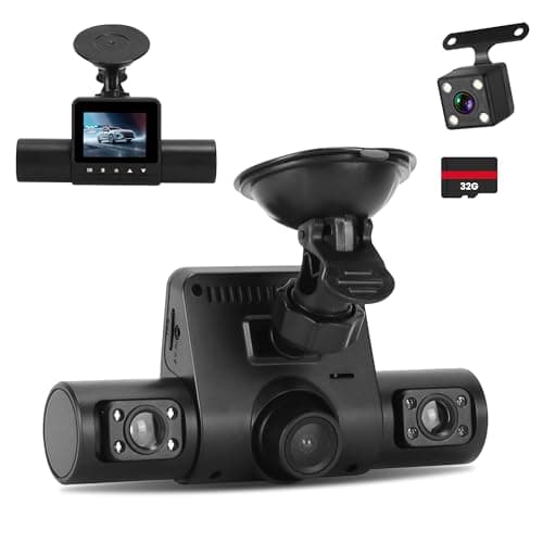 4 Channel Dash Cam Front and Rear Inside | 1080P Car DVR Video Recorder with 4 Camera | Included 32GB Card | 170° Wide Angle | IR Night Vision | 24/7 Parking Monitor with G-Sensor | Loop Recording