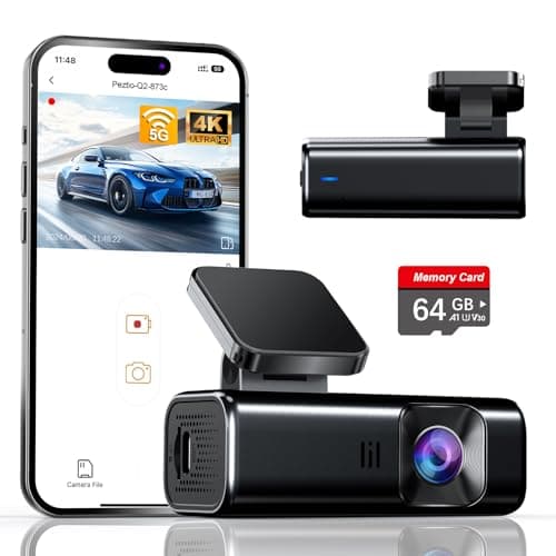 galphi 4K Dash Cam Front, Built-in 5G WiFi, 64GB Card Included, Dash Camera for Cars, Mini Dashcam with Super Night Vision, Loop Recording, G-Sensor, 24 Hours Parking Monitor, Support 256GB Max