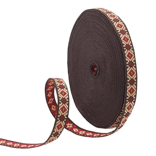 PH PandaHall 16.6 Yards Embroidered Ribbon, 0.43inch Rhombus Ethnic Jacquard Polyester Ribbon Vintage Ribbons Fabric Trim Retro Straps for Sewing Crafting Home Decor DIY Clothing Accessories