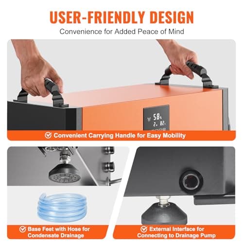 VEVOR 190 Pints Commercial Dehumidifier with Drain Hose for Crawl Spaces, Basements Warehouse & Job Sites, Large Capacity Dehumidifier for Water Damage Restoration, Auto Defrost, CSA Listed 6