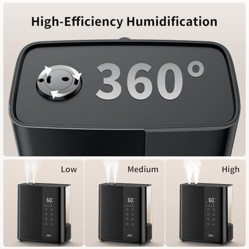 JRD Warm & Cool Mist Humidifiers for Bedroom 5L, Quiet Ultrasonic Air Humidifier Fast Symptom Relief, 50H Runtime, Oil Diffuser, 12H Timer, 7 Color Light for Large Room, Office, Baby, Plants-Black 7