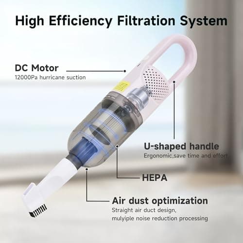 TROURAY Handheld Vacuum Cleaner,Ultra-Lightweight Mini Portable Vacuums for Home, 6 in 1 Stick Vac Cleaners for Car,Pet Hair(White Corded) 5