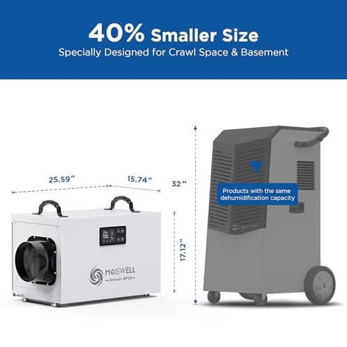 Moiswell 235 Pints Commercial Dehumidifier with Pump Crawl Space Dehumidifiers for Basement with Drain Hose Water Damage Restoration Unit Ideal for up to 8,000 sq ft Industrial and Job Sites 5