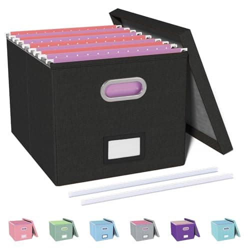 Oterri File Organizer, File Box, File Cabinet for Letter File Folder Storage, Hanging File Organizer for Office/Decor/Home,Document Organizer, 1 Pack,Black-Box Only