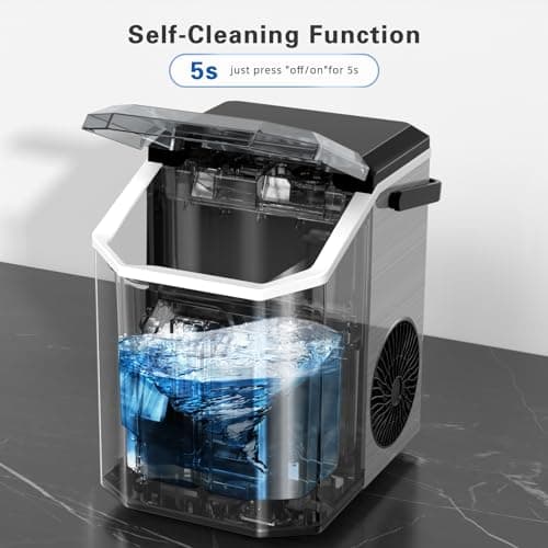 ZAFRO Nugget Ice Maker Countertop with Handle, Stainless Steel Ice Maker Portable with Slef-Cleaning, 35Lbs/24H, 7Mins Fast Ice Making, with Ice Basket/Ice Scoop for Home/Office/Bar, Silver 5