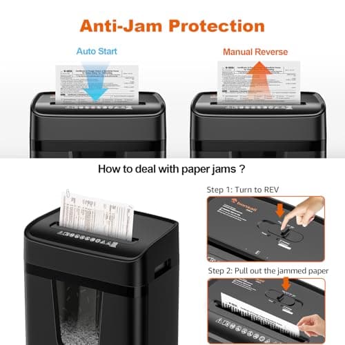 Bonsaii 12 Sheet Paper Shredder for Home Office, Heavy Duty Cross Cut Shredder with 5.5 Gal Pullout Bin, Home Shredder for CDs/Credit Card/Document/Mail, P-4 Security Level 6