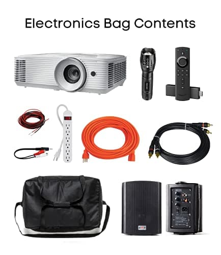 Backyard Theater Kit | Recreation Series System | 9' Front and Rear Projection Screen with 1080p HD Savi 4000 lumen Projector, Sound System, Streaming device w/WIFI (EZ-950) 7