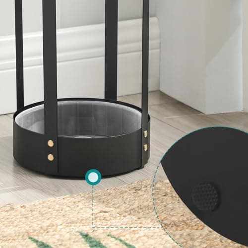 SONGMICS Umbrella Stand, Steel Round Umbrella Holder Rack, 7.7 x 7.7 x 21.7 Inches, with Detachable Drip Tray, for Entryway, Office, Stable, Assembly Required, Matte Black ULUC28BK 7