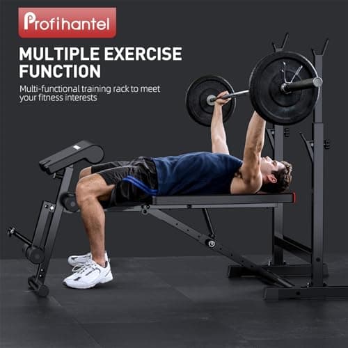 Profihantel Adjustable Workout Bench Press Set for Home Gym Strength Training 6