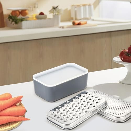 Cheese Grater with Container - Box Grater Cheese Shredder Lemon Zester - Graters for Kitchen Stainless Steel Food Grater 5