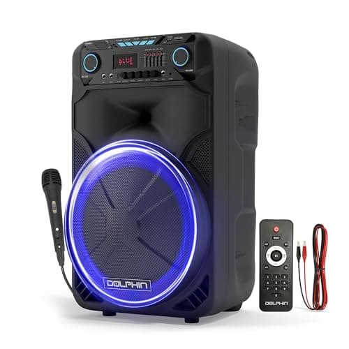 Dolphin BoxParty 1500: High Power 15" Woofer w/Loud & DEEP BASS | Portable Party Bluetooth Speaker with Sound Activated Lights