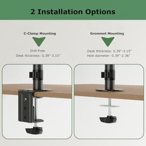 UPGRAVITY 3 Monitor Desk Mount for 17 to 32 inch Screens, Fully Adjustable Triple Monitor Stand with Tilt,Swivel,Rotate, Each Arm Holds up 17.6 lbs,VESA Mount 75x75/100x100mm, Clamp & Grommet Kit 7
