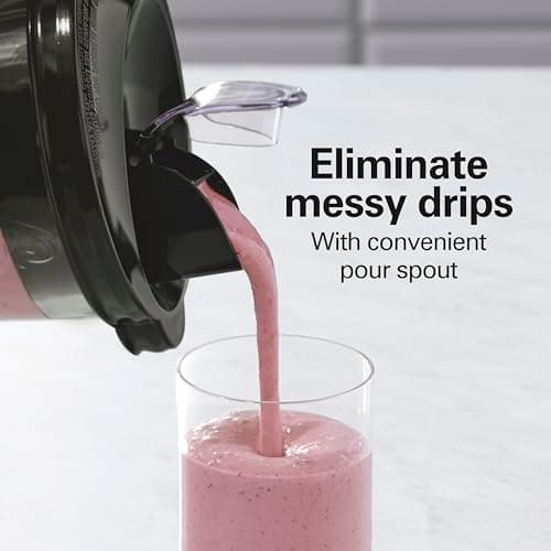 Hamilton Beach Blender and Food Processor Combo for Shakes & Smoothies, With 3 Cup Electric Food Chopper Attachment, 40 oz Glass Jar, Blender Travel Cup, 700 Watts Peak Power, Gray & Black (58163) 6