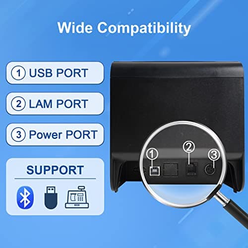 Rongta POS Printer Bluetooth, 80mm USB Thermal Receipt Printer, Restaurant Kitchen Printer with Auto Cutter Support Cash Drawer 5