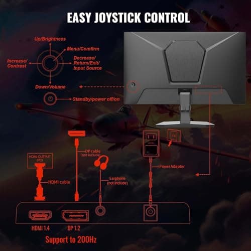 SANSUI 24 Inch Gaming Monitor 200Hz 180Hz 1Ms FreeSync HDR 110% sRGB FHD 1080P Computer Monitor HDMI DP Ports Eye Care Frameless VESA Mount Cable Management (ES-G24F4L HDMI Cable Included) 7