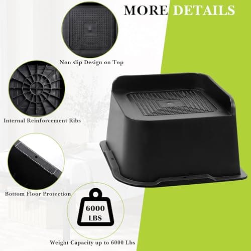 Yookwutar Bed Risers 2 inch, 3 inch, 4 inch, 6 inch, 8 inch Heavy Duty, Oversized Furniture Riser for Couch Sofa Table Chair Leg Frame Dorm, Support up to 6000 Lbs (Black 4 Pack, 3 inch) 6