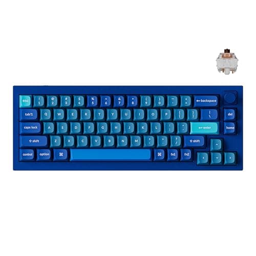 Keychron Q2 Wired Custom Mechanical Keyboard Knob Version, 65% Layout QMK/VIA Programmable Macro with Hot-swappable Gateron G Pro Brown Switch Double Gasket Compatible with Mac Windows Linux (Blue)