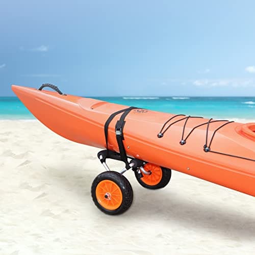 VEVOR Kayak Cart, 250lbs Load Capacity, Foldable Kayak Dolly Aluminum Kayak Wheels with 10'' Solid Tires for Kayaks Carrier Canoes Paddleboard Kayak Trolley Float Mats Jon Boats 8