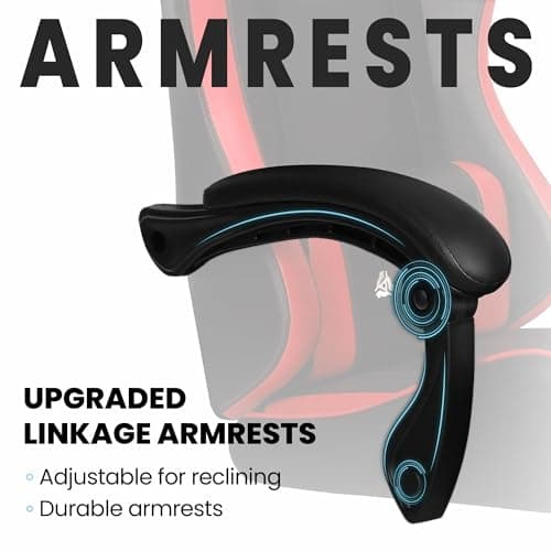 N-GEN GAMING Video Gaming Chair with Footrest Lumbar Support for Home Office High Back Recliner Height Adjustable Ergonomic Comfy Leather Computer Desk Chair (Red) 6