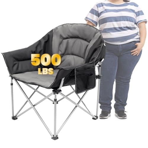 WILDROOTS Oversize XL Fully Padded Warm Chair, 500 LBS Heavy Duty High Back Rest Camping Sofa Chair