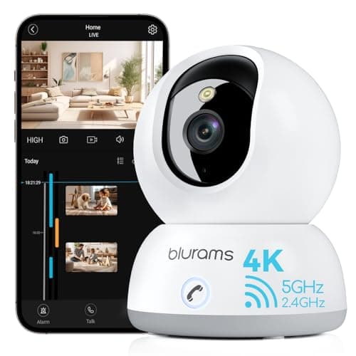 blurams Cameras for Home Security, 2K Pet Camera with Phone App, 360° PTZ Indoor Cameras, 2-Way Talk, Motion Tracking, Color/IR Night Vision, Compatible with Alexa, 8MP, Wi-Fi 6