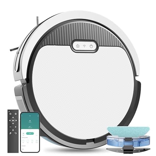Dyrabitick V3 Robot Vacuum and Mop, 3 in 1 Combo Cleaner for Home with Pet Hair and Hard Floor, 5000Pa Suction, Self-Charging, 120 Mins Run Time,Super Thin Body & Large Dust Box,App + Alexa