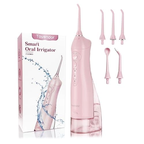 TOVENDOR Electric Water Dental Flosser Teeth Pick, Cordless Flossers Oral Irrigator IPX7 Waterproof 300ML Rechargeable Travel Water Teeth Cleaner with 5 Tips for Home Braces Care Gums Deep Cleaning