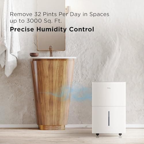 TCL 3000 Sq. Ft. Smart Dehumidifier, Energy Star Most Efficient, Ultra-Compact, 32 Pints Per Day, for Whole House, Basement, Bathroom & Bedroom, Works with Alexa/Google Assistant 6