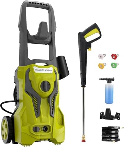 Power Washers Electric Powered 5000PSI-max 3.2GPM High Pressure Washer Car Cleaning Machine with Adjustable Spray Nozzle and Foam Cannon for Home Driveway Patio Deck, Light Yellow
