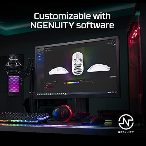 HyperX Pulsefire Haste – Wireless Gaming Mouse – Ultra Lightweight, 61g, 100 Hour Battery Life, 2.4Ghz Wireless, Honeycomb Shell, Hex Design, Up to 16000 DPI, 6 Programmable Buttons – Black, 4P5D7AA 6