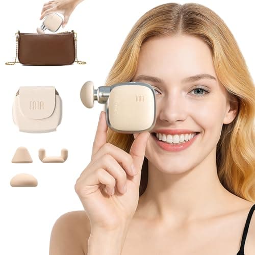INIA PocketForce Mini Massage Gun - 75% Smaller, High-Power Percussion for Full Body Relief, Portable Deep Tissue Massager Gun with Leather Case & 3 Heads for Travel & Office Use, Gifts for Men Women