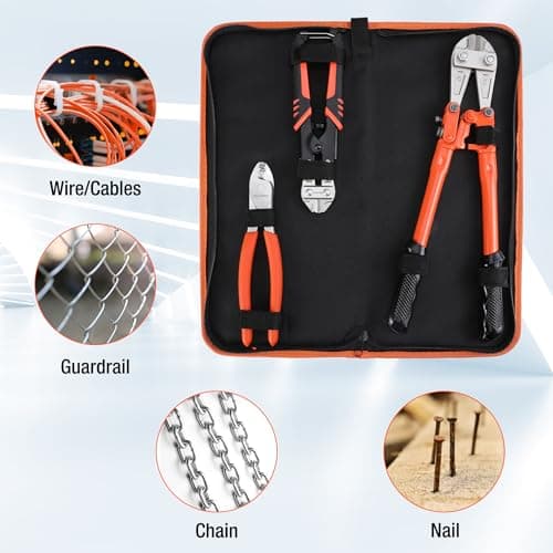 ValueMax Bolt Cutter Set, 3-Piece Heavy Duty, 14" and Mini 8" Cutters, 8" Cable Cutter With Carrying Bag for Locks, Steel Wire, Barbed Wire, Chains 7