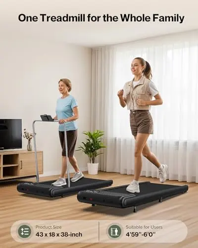 WELLFIT Under Desk Walking Pad with Handlebar, Lightweight 29lb Walking Treadmills for Home Small Space, 265LB Capacity Compact Smart Walking Pads with 10% Incline Works with KINOMAP Apple Health 5