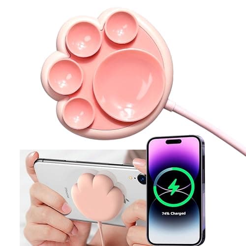 CXIBIKL Pink Cat Paw Wireless Charger - 15W Fast Charging for iPhone & Samsung, for Cat Lovers, Best Friends & Teens (Adorable Design)(No AC Adapter) (Pink)
