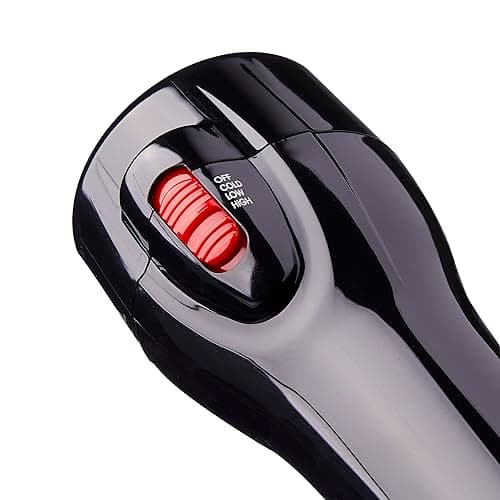 KISS Handle-Less 1875W Ceramic Tourmaline Hair Dryer, Effortless Styling Precision Blow Dryer, Cool Touch Nozzle, Triple-Layer Heat Insulation, Heat Resistant Cap, 3 Styling Attachments, Up to 450°F 5