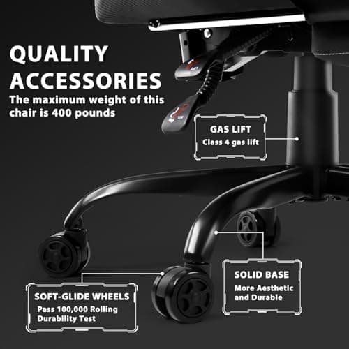 VITESSE Ergonomic Video Gaming Chair for Adults, 400 lbs PC Computer Chair, Racing Office Chair, Silla Gamer Height Adjustable Swivel Chair with Lumbar Vibration Support and Headrest（Red） 7