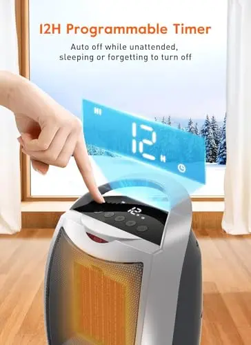 GiveBest Portable Space Heater, 1500W Personal Electric Heater with Timer, 4 Modes Quiet Desk Heater, Overheating & Tip-Over Protection 1s Fast Heating Small Heater for Indoor Use 5